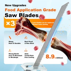 Brushless Motor Electric Meat and Bone Saw, 3000mAh Handheld Butchering Tool with （3 Upgraded Blades）- Home Butcher Saw Kit with 1 toolbox, 1 Battery