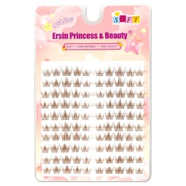 Brown Wimpern Extensions Set 100Pcs 8-12mm Mixed Clear Band Künstliche Wimpern Cluster Lashes Extension Natürlicher Look Lash Clusters Individuelle Wimpern Extensions(KQY)