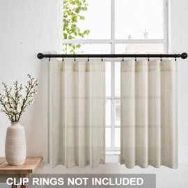 30 Inch Curtains Length,Sheer Cafe Linen Farm House Curtains 2 Panels for Farmhouse Kitchen Decor