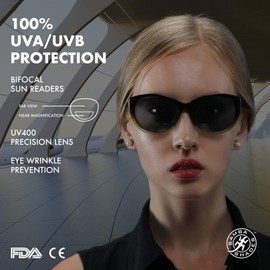 SAMBA SHADES Reader Sunglasses for Women Bifocal for Reading Under the Sun Cateye Glasses Olive Yellow 1.50