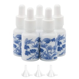 Pxyelec 5 x 15ml Ceramic Dropper Bottles Empty Dropper Bottles Essential Oil Container Cosmetic Liquid Dropper Bottles with 3 Funnels