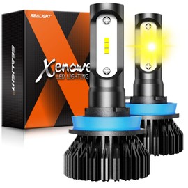 SEALIGHT H11 H16 H8 LED Fog Light Bulbs Yellow, 14000LM H8 H16 H11 Fog Light Bulb, 600% Brightness Upgrade 3000K Amber Yellow Light, 12 CSP Chips, Plug-and-Play, Pack of 2