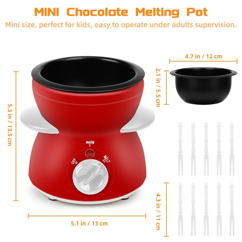 Mini Chocolate Melting Pot, Chocolate Fondue Fountain, 8.79OZ Warmer Machine