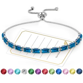Silver Bracelet For Women Tennis Bracelets For Women Silver Plated Bracelet With Long Cubic Zircon, Adjustable Bracelet For Women Birthstone Bracelet Ladies Bracelets Womens Bracelet With White Stone