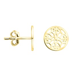 SOFIA MILANI - Women's Earrings 925 Silver - Circle Ornaments Stud Earrings, Yellow Gold, No Gemstone