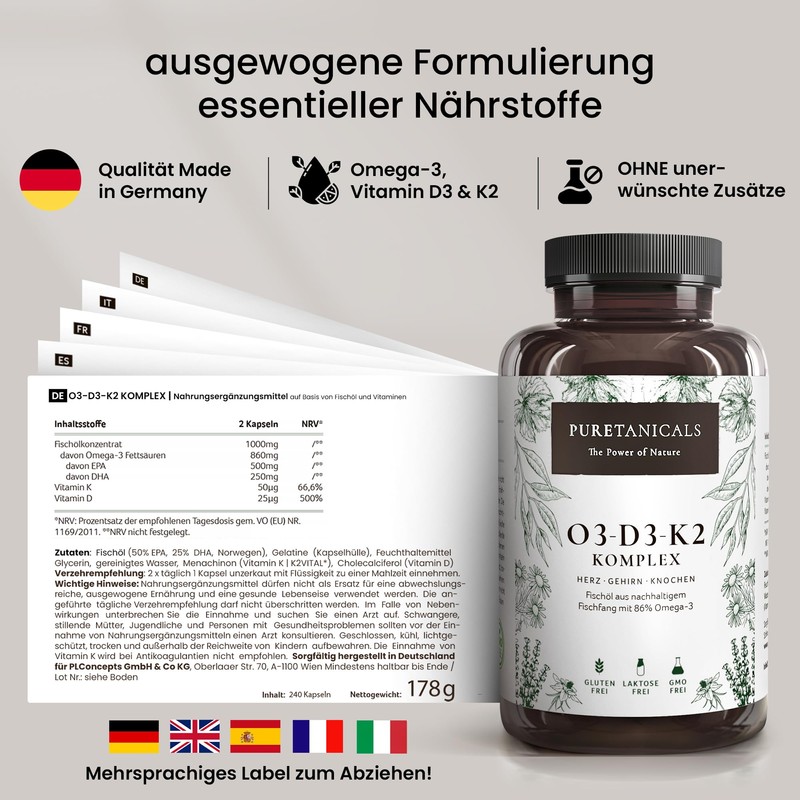 Omega 3 + Vitamin D3, K2 MK7 All-Trans Micro encapsulated