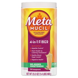 Metamucil, Psyllium Husk Powder, Unflavored with No Added Sweeteners, 114 Servings, 4-in-1 Fiber Supplement, Daily Psyllium Husk Fiber Powder Help Support Digestive Health by Promoting Regularity*