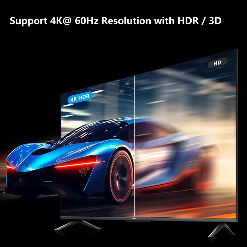 4K@60Hz HDMI Splitter 1 in 4 Out,Dual Power Supply DC5V1A+USB-C