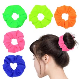 5Pcs Neon Color Solid Hair Ties Ponytail Hair Bands Scrunchy for Women Girls Hair Accessories.