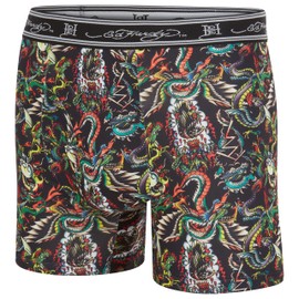 ED HARDY Men's Underwear Boxer Briefs - Comfortable, Breathable, Stylish Design 3 Pack, Multicolor,Large