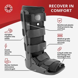 ManaMed ManaEZ Air Boot Tall CAM Boot - Small | Orthopedic Walking Boot for Sprained Ankle with Air Pump | Foot Brace for Injured Foot, Ankle Sprain, Broken Toe & Post Surgery | Fracture & Cast Boots