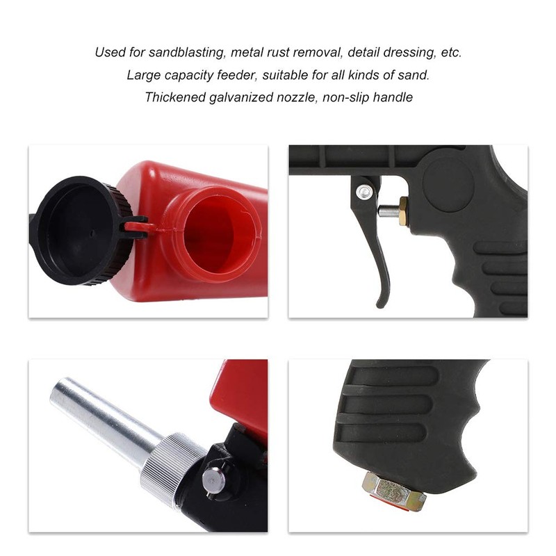 Pneumatic Sandblasting Gun, Mini Handheld Sand Blaster Aluminium Lightweight Portable