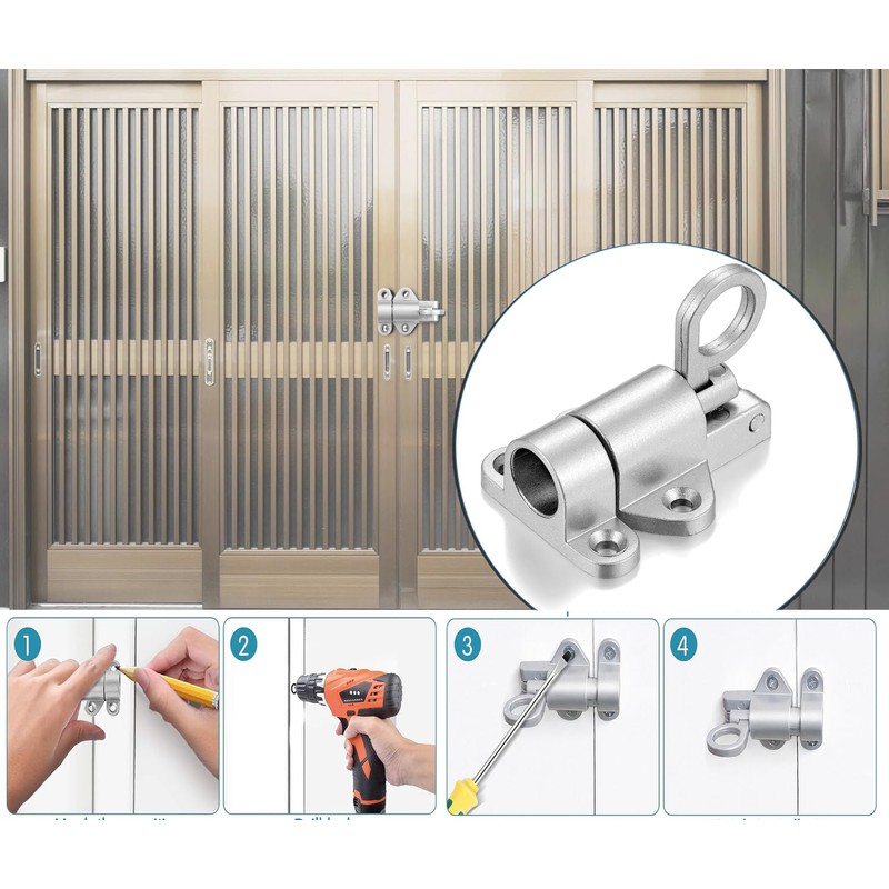 Litensh Self-Closing Latch, Spring Door Lock Latch，Resilient Bolt Latch, Spring
