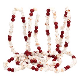 TFTAFAN 12 feet Christmas Tree Garland Artificial Popcorn Garlands Bead Garland Xmas Holiday Vintage Decor Fake Popcorn Vintage Garlands Christmas Tree Wreaths Fence Fireplace HX-039 White/Red