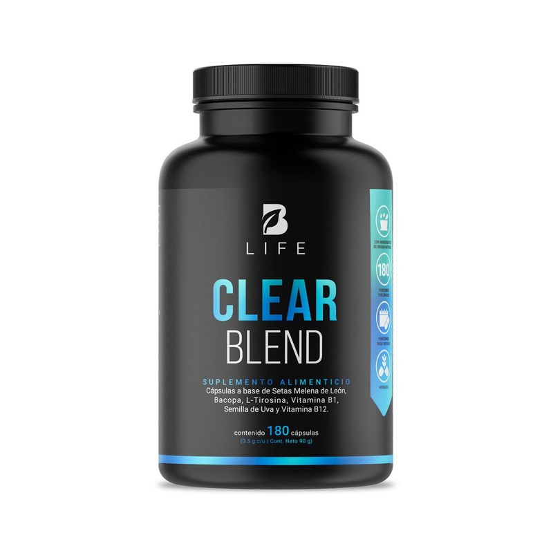 Clear Blend de 180 cápsulas. Nootropico con ingredientes naturales: Hongo