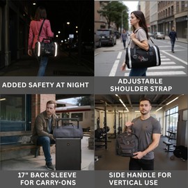 Convertible Garment Bags for Travel Men Women - Carry On 20x11in Duffle Garment Bag With Shoe Compartment - Clothes Hanger Strap - Safety Reflective Stripes - Train or Plane Cabin - Drawstring Bag