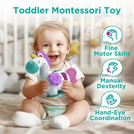 iPlay, iLearn Baby Unicorn Activity Cube, Infant Busy Cube Montessori Toy for 1 Year Old, Babies Carseat Plane Travel Toy, Toddler Sensory Development Learning Birthday Gift 6-9-12-18 Months 2 3 Years