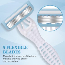 Leriton 24 Pcs Women Disposable Razors Bulk 5 Blade for Sensitive Skin Individually Packaged Shaving Razors for Hotel Spa Travel Daily