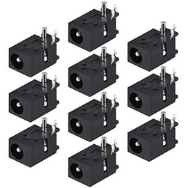 sourcing map PCB Mount 4.0mm x 1.7mm 3 Pin Audio Video DC Power Connector Socket DC023 Black 10Pcs
