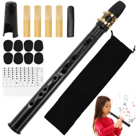 Mini Saxophone Playable Portable Instruments Pocket Saxophone Black Pocket Saxophone Kit with Saxophone Reeds Mouthpiece Carry Bag Tooth Pad Fingering Chart for Adults Children Beginners