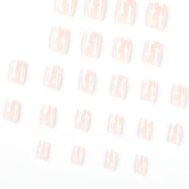 24 Pcs Valentines Press on Nails Short Square Valentine’s Day Fake Nails Pink Acrylic Nails with Heart Design Glossy Glue on Nails Full Nail Tips Valentine False Nails Holiday Stick on Nails for Women