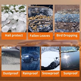 AltoCover Half Car Cover, Windshield Cover for Ice and Snow with Cotton Liner, Car Cover Waterproof All Weather for Snow, Sun, Rain, Dust, UV Protection Fit Sedan Universal