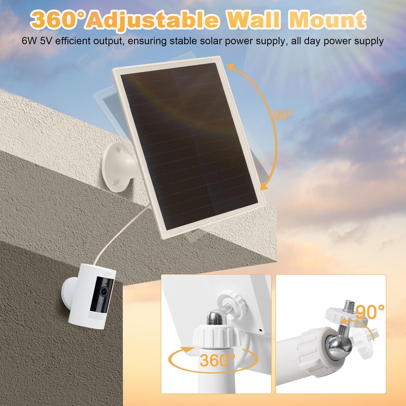 OuOudoit Solar Panel Charger for Ring Camera, Compatible with Ring