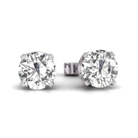 1/4 Ct Natural Diamond Solitaire Stud Earrings in 14K White Gold Setting with Secure Push Back 4 Prong (J-K Color, I2-I3 Clarity)