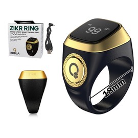 Anlising Smart Ring Counter, Smart Tasbih Zikr Ring, Muslim Islamic Prayer Smart Rings, Tasbih Counter Smart Ring, Tasbeeh Smart Counter, Digital Electronic Smart Tally Counter for Prayer (Black,18MM)