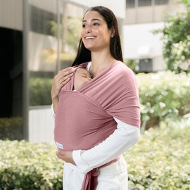 Comfy Cubs Baby Wrap Carrier - Soft, Stretchy Cotton Blend Baby Sling for Newborns & Infants - Hands-Free Infant Carrier for Moms & Dads - Adjustable One Size Fits All - Mauve