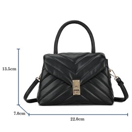 UShopUK Stylish Women's Faux Leather Cross Body, Side Shoulder, Top Handle Clutch Bag (Black)