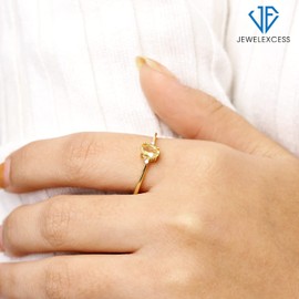 JEWELEXCESS Citrine November Birthstone Jewelry – 0.40 Carat Citrine 14K gold over Silver Ring Jewelry with White Diamond Accent – Gemstone Rings with Hypoallergenic Sterling Silver Band