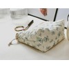 HAPPYHEIDI Large Floral Quilted Cotton Drawstring Makeup Bag Compartment Cosmetic