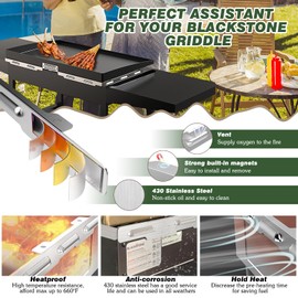 Upgraded Wind screens of Blackstone wind guard 36 Inch with Blackstone grease gate, Magnetic Wind Guard of Blackstone griddle accessories 36 Inches, Protect Flame Hold Heat, Save Propane