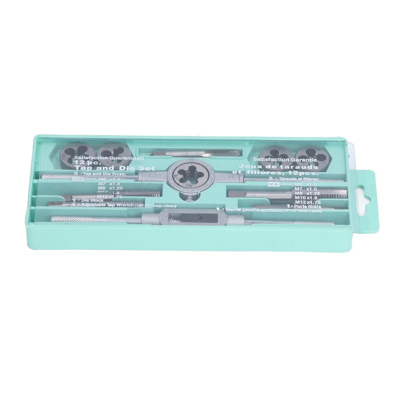 12Pcs Drill Tap Die Wrench Manual Thread Tapping Tool Set