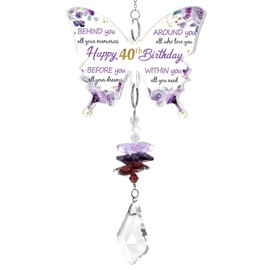 TheGiffter 40th Birthday Gifts for Women 1985, Unique Butterfly Suncatcher Crystal - Spiritual Gifts for Her Mother Mum Sister Wife Best Friend, Funny Happy Birthday Presents for Female
