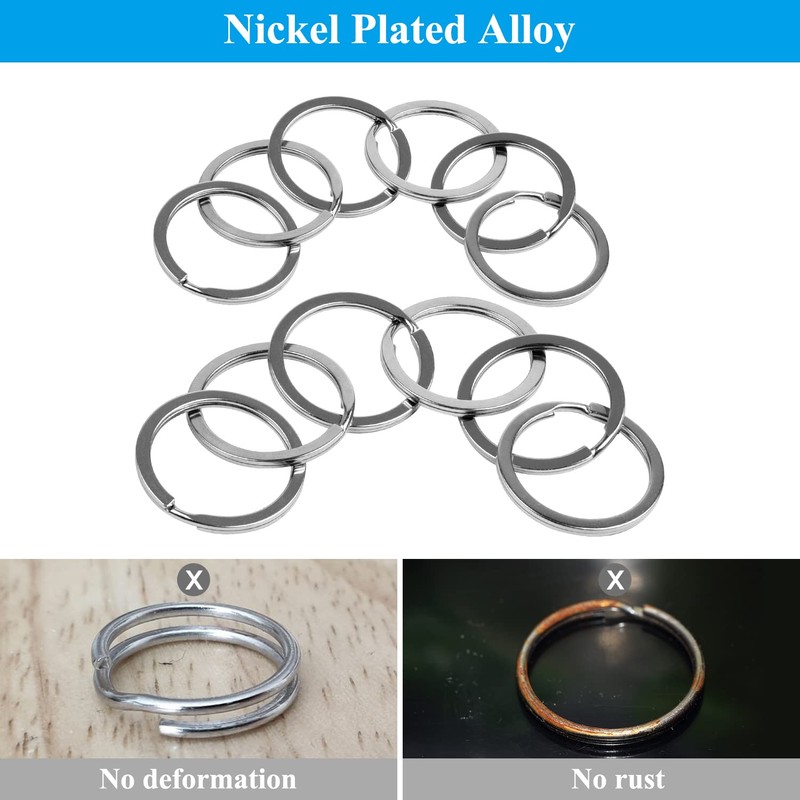Key Rings, Sopito 100 PCS Flat Split Rings with Size