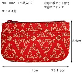 Keisuu 1002 Coin Purse, Zipper, Coin Case, Genuine Deer Leather, Inden Rabbit 2.6 x 4.3 x 0.5 inches (6.5 x 11 x 1.3 cm), Wallet, Pouch, Indenya Uinden, Rabbit Inden Coin Purse, Black Pink