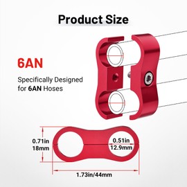 EVIL ENERGY Hose Separator Clamp, Fuel Line Mounting Clamp Aluminum 4PCS (Red, 6AN)