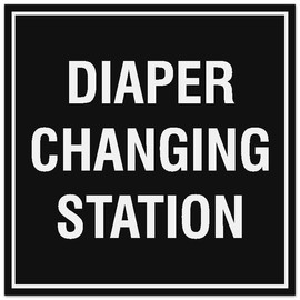 Signs ByLITA Square Diaper Changing Station Sign - Easy Installation | Durable Material (Black) - Small