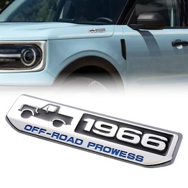 DZG Car Badge Emblem 3D 5.5" 1966 Off-Road Prowess Compatible with Bronco & Bronco Sport 2024 2023 2022 2021 Stainless Steel Emblem Decor for Tailgate and Sides(Silver & Black)