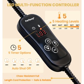 PetTemp Outdoor Heated Pad for Small Animals, Dog, Cat, Anti-Bite & Waterproof Heating Pad, Indoor Outdoor Warming Pet Mat in Extreme Weather (Adjustable Temperature, M: 16" x 13")