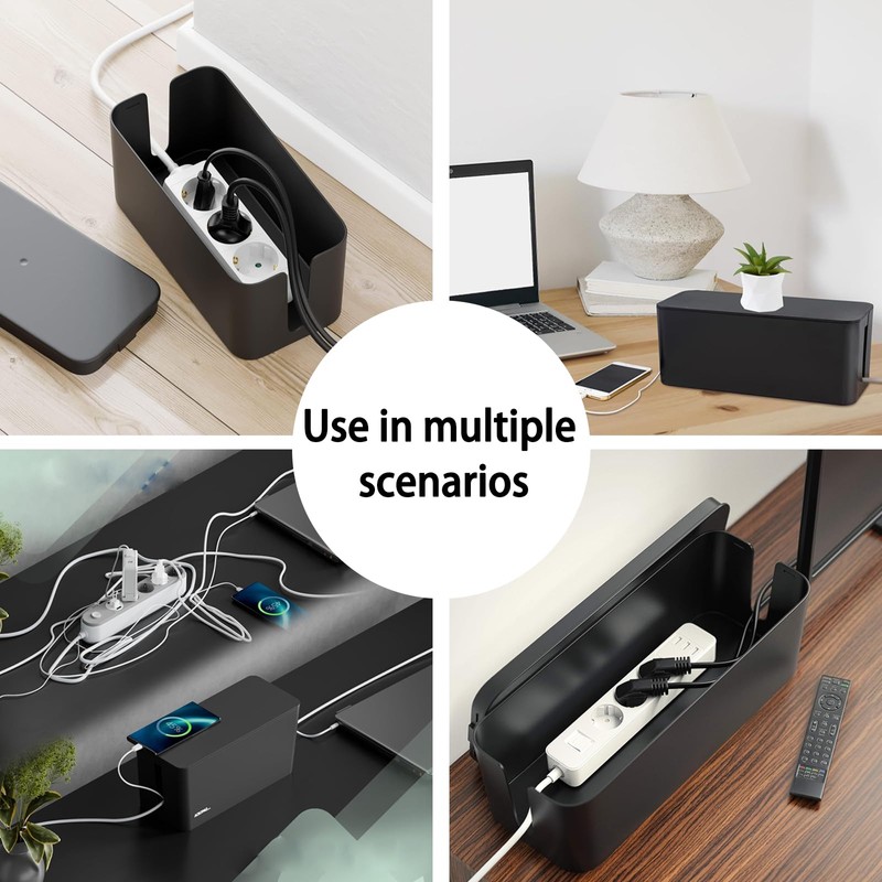 Cable Management Box, Cable Tidy Box Black Cable Organiser Box