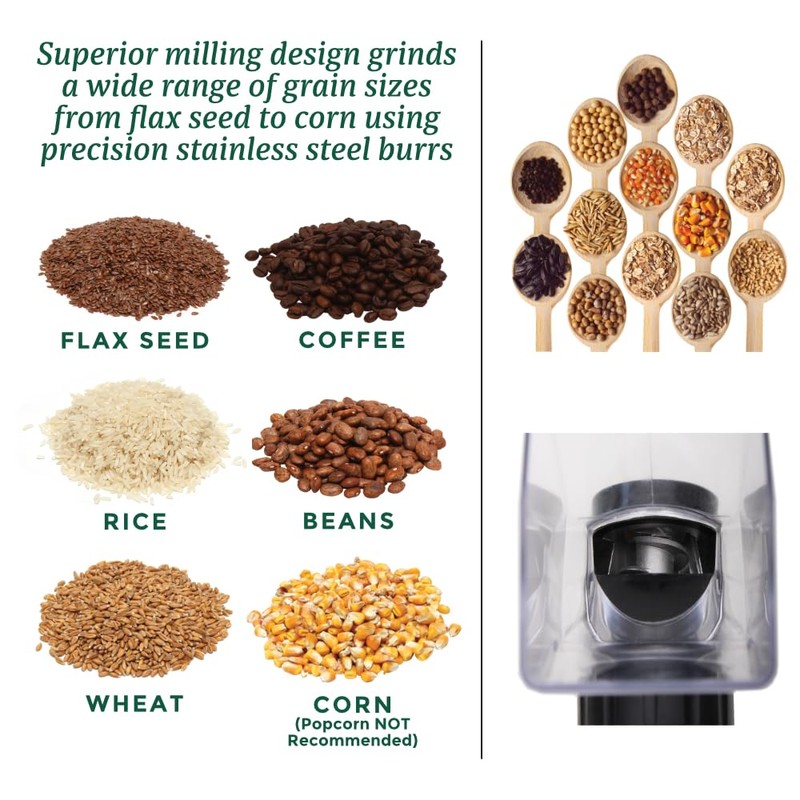 Kitchen Crop Hand Crank Grain Mill Wheat Flour Grinder, Stainless