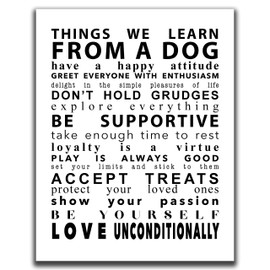 Dog Lovers Gifts For Women And Men - 11x14" UNFRAMED Typograhy Pet Wall Art - Things We Learn From A Dog - Dog Mom And Dad Gifts