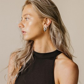 Silver Hoop Earrings Set for Women, 14K Gold Plated Small Silver Earrings Sets for Multiple Piercing, Hypoallergenic Chunky Silver Earrings for Women Jewelry