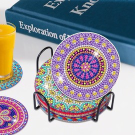 Mulaibdin 14 Pcs Diamond Art Coasters, Diamond Painting Coasters with Holder, DIY Diamonds Art Kits Adults Coaster, Mandala Coasters Set for Beginners,Housewarming Gifts, Decorative Home Accessories