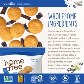 Homefree Treats You Can Trust Gluten Free Mini Cookies, Single Serve, Vanilla, 70% organic, 1.1 Ounce (Pack of 10)
