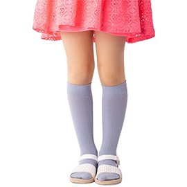 NOQ Striped Viscose Knee Socks for Girls 100 Denier Comfortable Soft Warm Flexible for Toddlers Cute School Uniform Dress Over the Calf One Pair Molly, silver