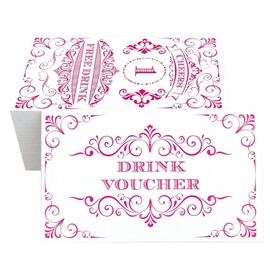 RXBC2011 100 Free Drink Tickets Coupons for a Free Drink Wedding Work Event Party Bar Fundraiser White Hot Pink